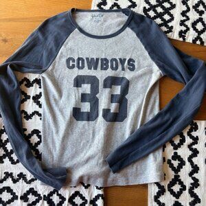 John Galt Brandy Melville Gray Navy Cowboys 33 Long Sleeve Top one size